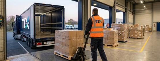 Chargement des marchandises à quai en soirée